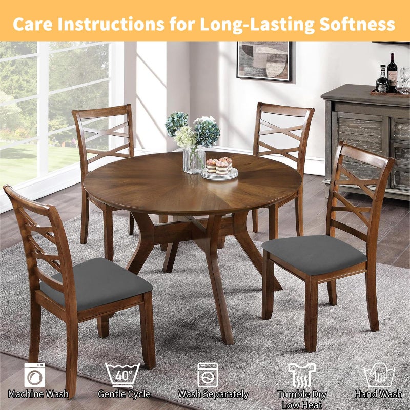 Gute Chair Seat Covers, Dining Room Chair Seat Covers with Ties, Stretch Solid Chair Covers Protectors for Dining Room Kitchen Chairs (6 Pcs, Grey) - Image 5
